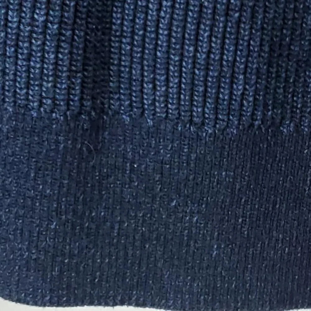 Men's Express 100% Cotton Quarter Zip Rib Raglan Sleeve Sweater Large Blue